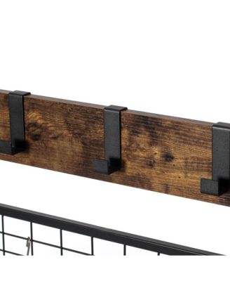 Vintage Brown Coat Rack Hall Tree with Storage for Entryway With 10 Hooks and Storage