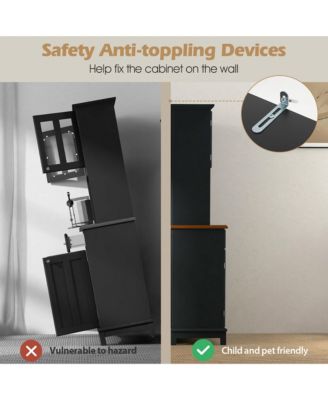 + 44" L x 72.5"H MDF, Engineered Wood Wine Rack, Drawers, Glass Doors, Adjustable Shelves Buffet & Hutch Cabinet