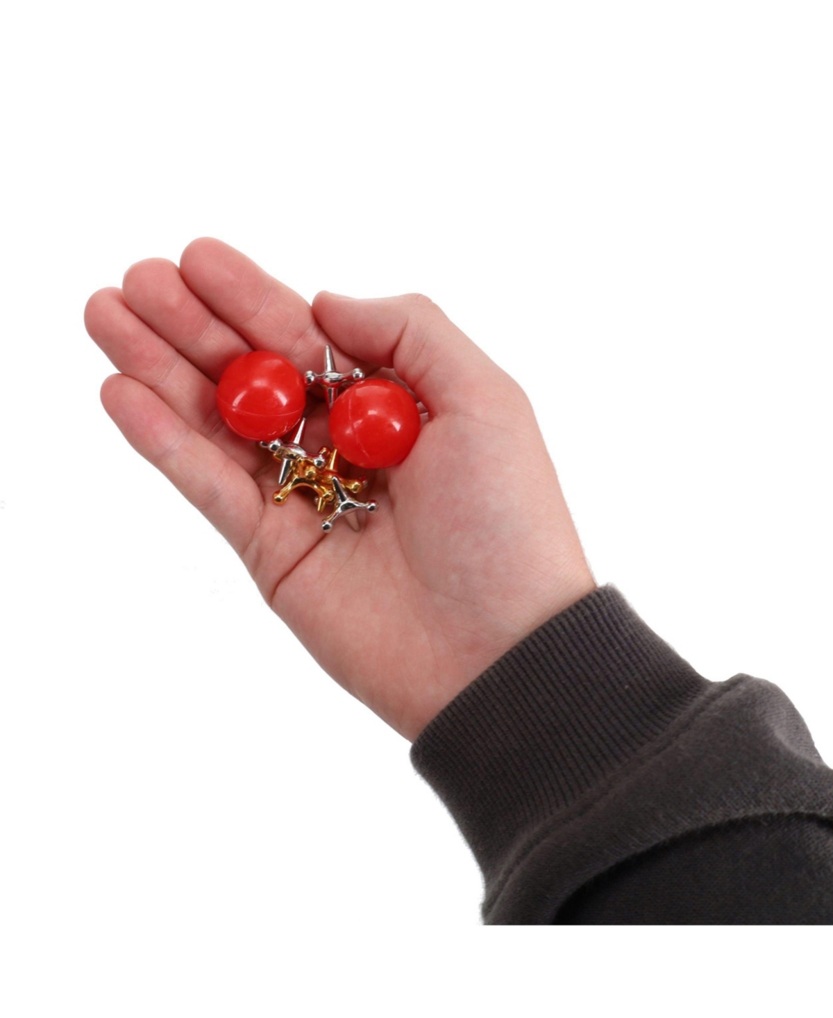 We Games Old-fashioned Metal Jacks In A Walnut Stain Wooden Box In Brown