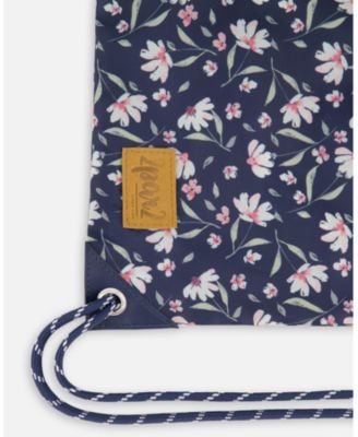 Girl Drawstring Bag Navy Flower Print - Toddler|Child