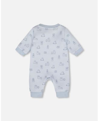 Baby Boy Cotton One-Piece and Baby Romper Blue Bear Print - Baby