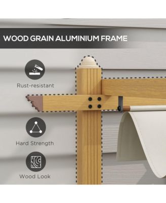 10'x12' Retractable Pergola with Wood Grain Aluminum Frame,
