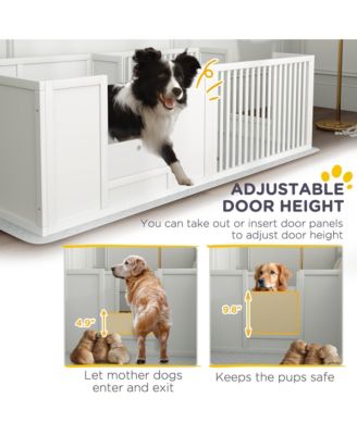 Whelping Box for Dogs with Waterproof Pad & Adjustable Door