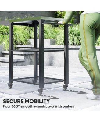 3-Shelf Outdoor Grill Cart Table with Foldable Side Table,