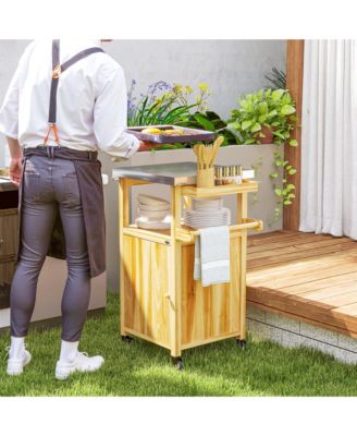 Grill Cart, Kitchen Island with Stainless Steel Top