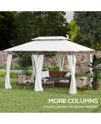 10' x 13' Double Roof Patio Gazebo with Curtains, Dark