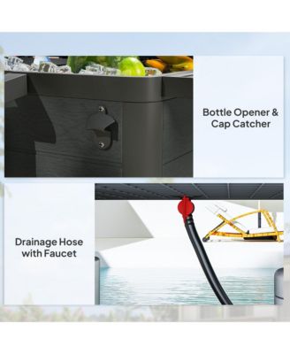 Patio Cooler Cart 104 Quart Rolling Ice Chest with Shelves,