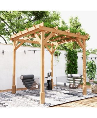 6.6' x 6.6' Outdoor Pergola, Wood Gazebo,