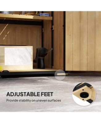 Outdoor Storage Cabinet, Wood Garden Shed with 2 Shelves, Natural