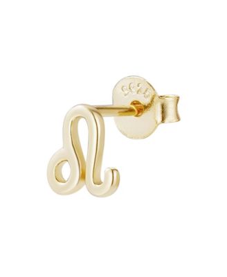 Adornia Fine 14k Gold Vermeil .925 Sterling Silver Single Zodiac Sign Stud Earring - Gold-leo