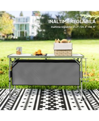 48" Outdoor Portable Aluminum Camping Picnic Folding Table w/ Storage Organizer