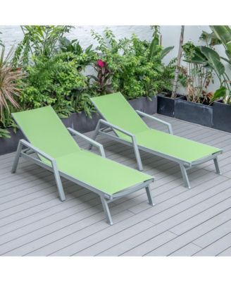 Marlin Patio Chaise Lounge Chair With Armrests in Grey Aluminum Frame, Set of 2