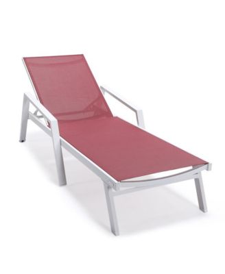 Lounge Chair With Armrests in White Aluminum Frame, Set of 2