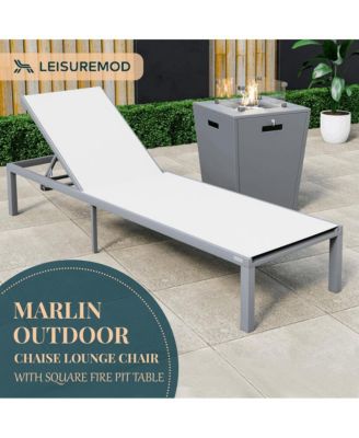 Grey Aluminum Outdoor Patio Chaise Lounge Chair