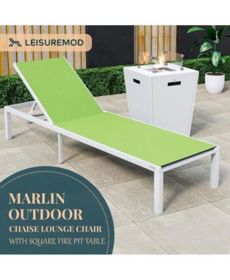 White Aluminum Outdoor Patio Chaise Lounge Chair
