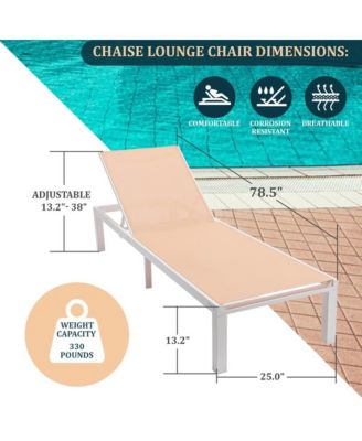 White Aluminum Outdoor Patio Chaise Lounge Chair