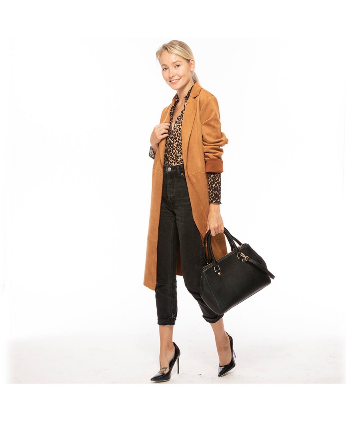 Susu Black Leather Satchel Bag Classic Pebble Leather Handbag with Top Handles & Detachable Shoulder Strap