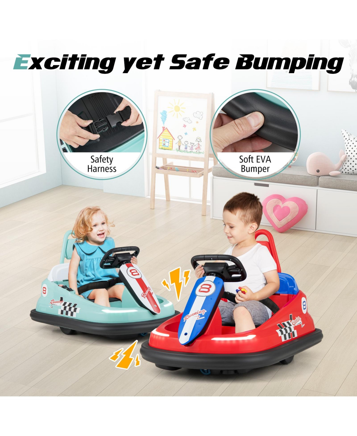 6V Kids Ride-On Bumper Car with 360° Spinning and Dual Motors - Green