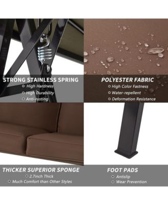 2-Person Metal Patio Swing with Removable Cushion Patio Swing Outdoor Porch Swing Chair for Adults for Garden Backyard Deck