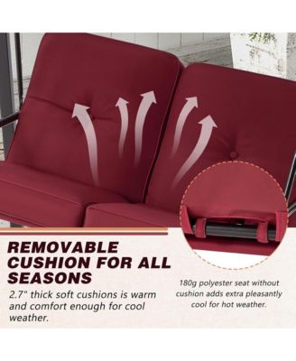 2-Person Metal Patio Swing with Removable Cushion Patio Swing Outdoor Porch Swing Chair for Adults for Garden Backyard Deck