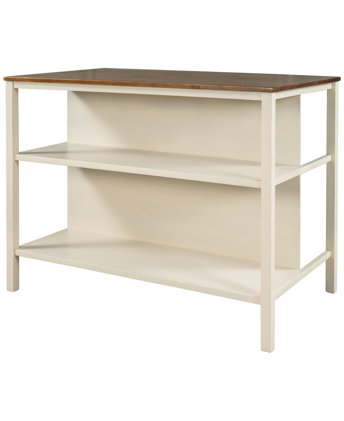 Casainc 3-Piece Stationary Kitchen Island Set with Butcher Block and Seating