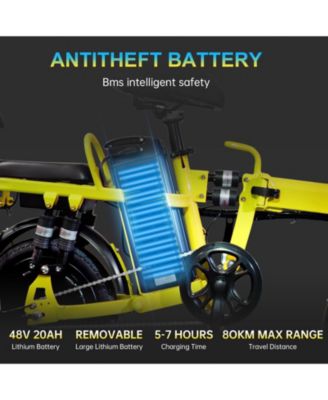 Foldable 500W Electric Bike, LED Display, Shock Absorption, Anti-Theft Alarm