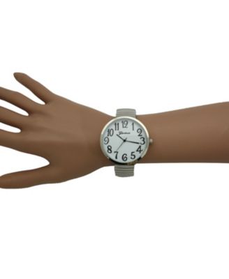 Silver Super Large Face Stretch Strap Watch