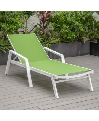 Marlin Patio Chaise Lounge Chair With Armrests in White Aluminum Frame