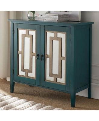 1 Pc Wood Mirrored Panel Adjustable Shelf 2-Door Accent Cabinet