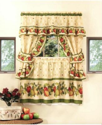 Apple Orchard Complete 5 Piece Kitchen Curtain Tier & Swag Set - 58 in. W x 36 in. L