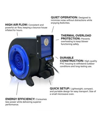 2 HP Blue Inflatable Blower - 14G, Stackable Design, 25ft Cord for Quick Setup