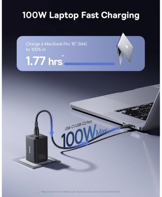 100W USB C Charger Block, 3-Port Foldable Compact PPS Wall Charger, Fast Charging Power Adapter for MacBook Pro/Air, iPad, iPhone 16/15, Galaxy S24, Steam Deck & More