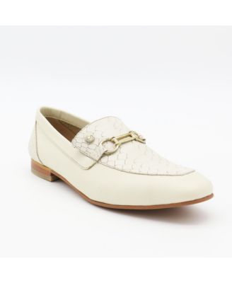 Natural Croc-Embossed Leather Loafers