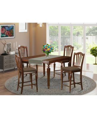 5 Pc counter height Dining set-Square gathering Table with 4 Stools