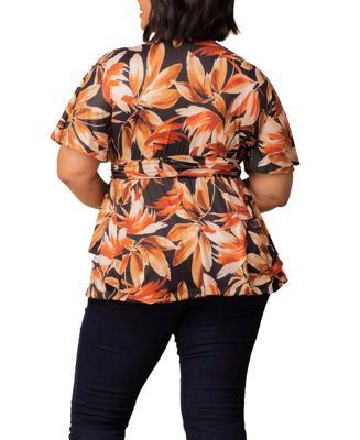 Plus Size Encore Short Sleeve Printed Top