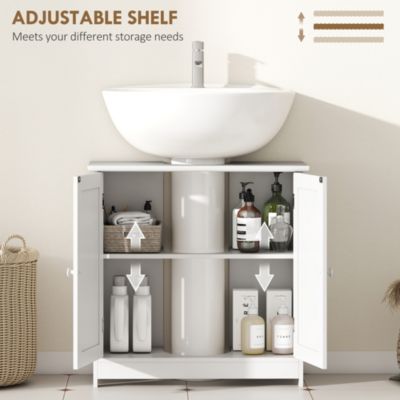 Wooden Under Sink Bathroom Storage Cabinet 3 Shelves Vanity,