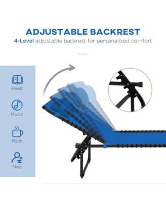 Outdoor Folding Chaise Lounge Chair, Portable Lightweight Reclining Garden Sun Lounger with 4-Position Adjustable Backrest for Patio, Deck, and Poolside, Dark Blue