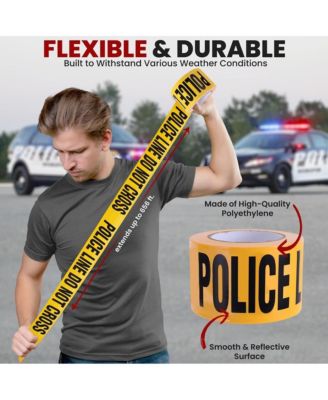 6 Pieces Safety Yellow Caution Tape Set - 200 Meters Long Tape Roll Suitable for a Wide Range of Applications, Including Roadworks, Events