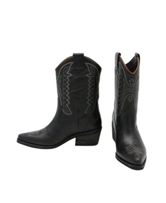 Women's Suede Leather Western Cowboy Booties