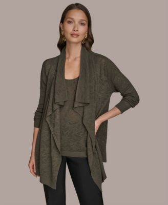 Donna Karan New York - Women's Long-Sleeve Open Angle Hem Cardigan Sweater