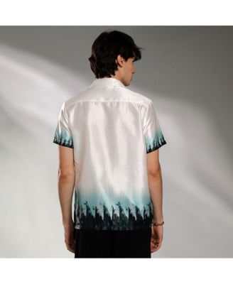 Men's Ivory White & Pine Green Pine Ombre Shirt