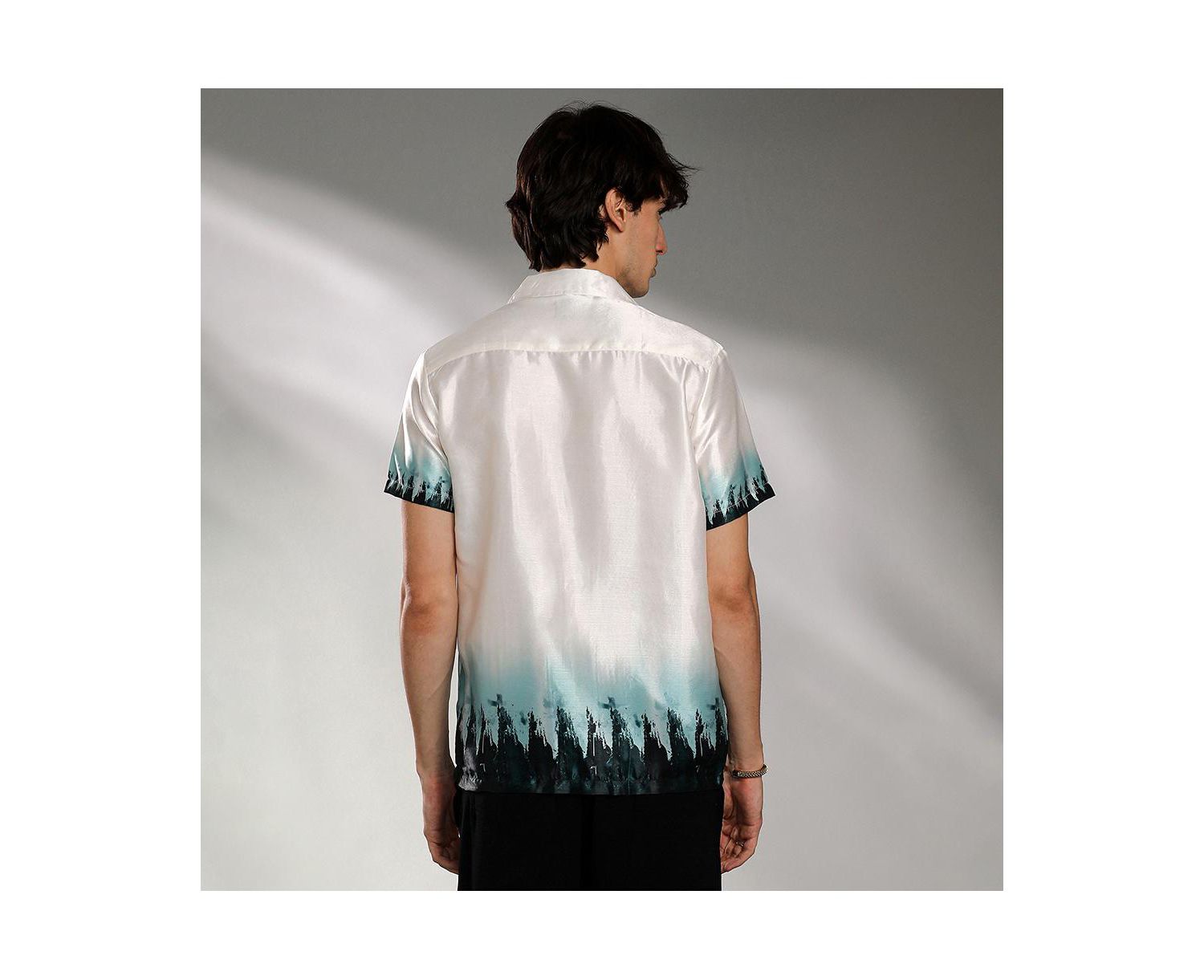 Men's Ivory White & Pine Green Pine Ombre Shirt