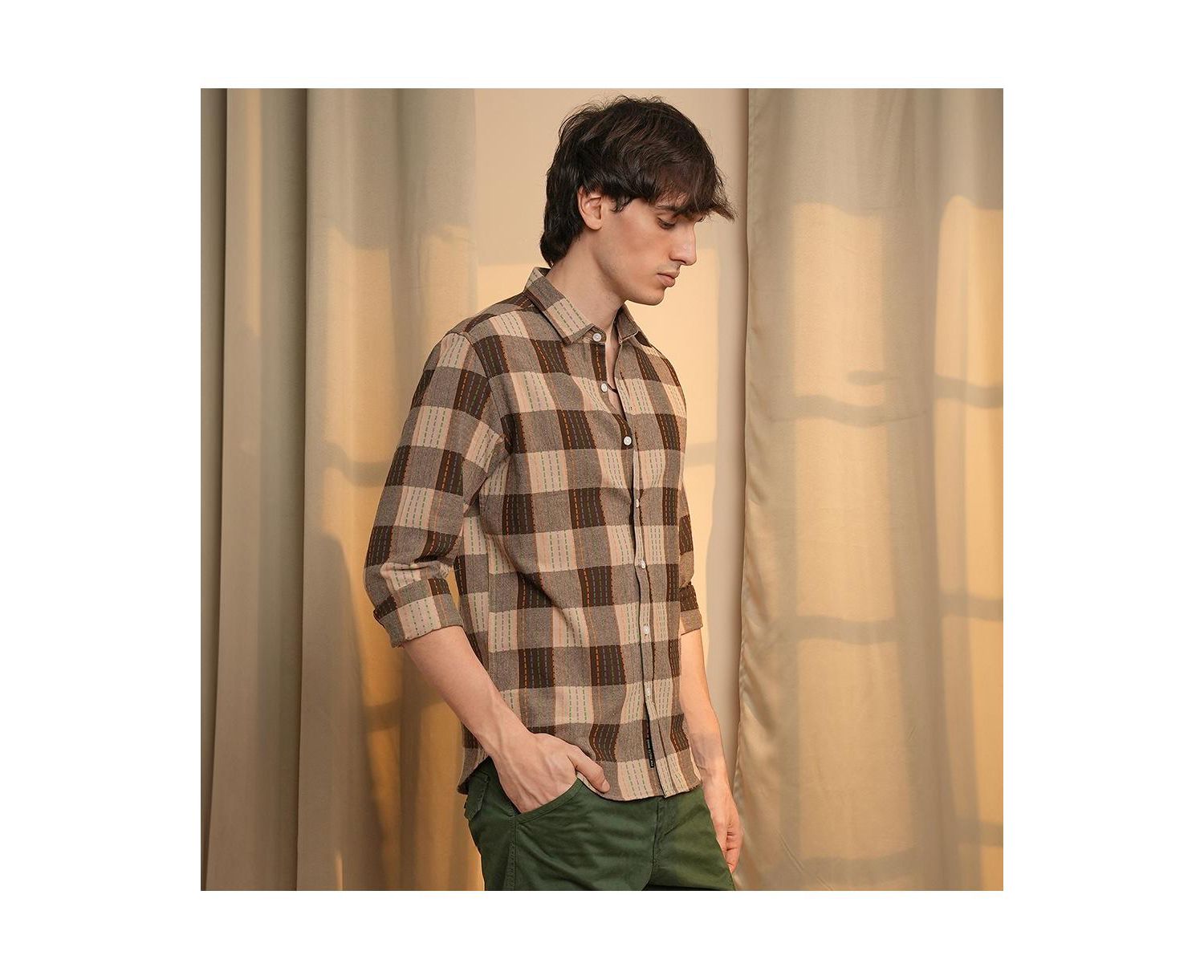 Men's Chocolate Brown Chalk-Buffalo Check Shirt