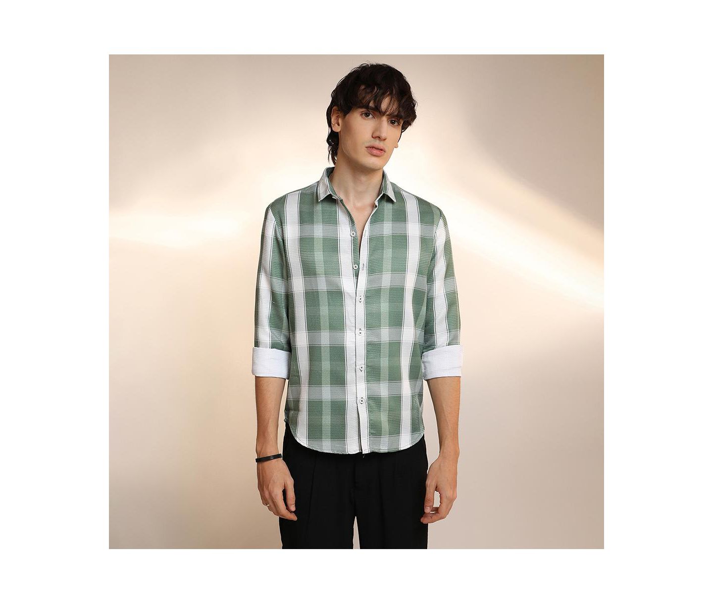 Мужская рубашка Cahoot Campus Sutra Sage Green Tartan Plaid, цвет: Зелёный — фото 4