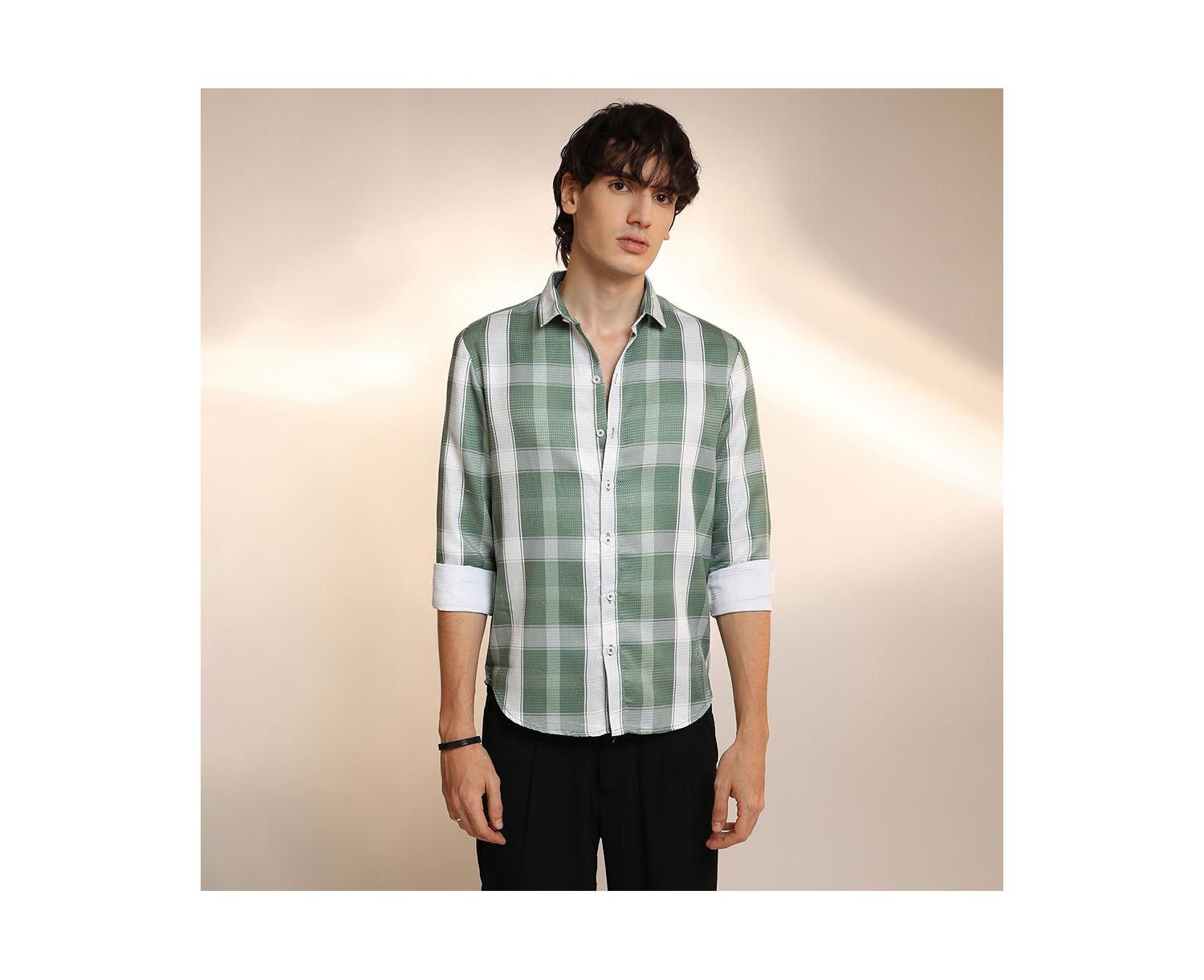 Men's Sage Green Tartan Plaid Shirt