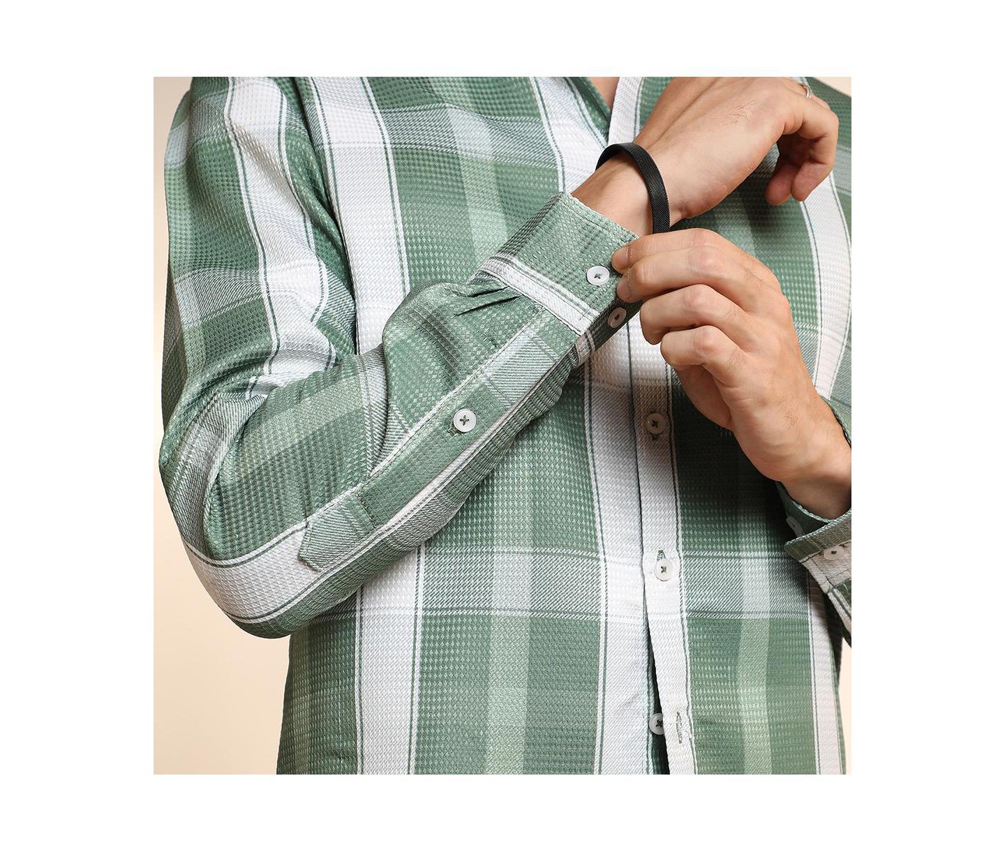 Мужская рубашка Cahoot Campus Sutra Sage Green Tartan Plaid, цвет: Зелёный — фото 8