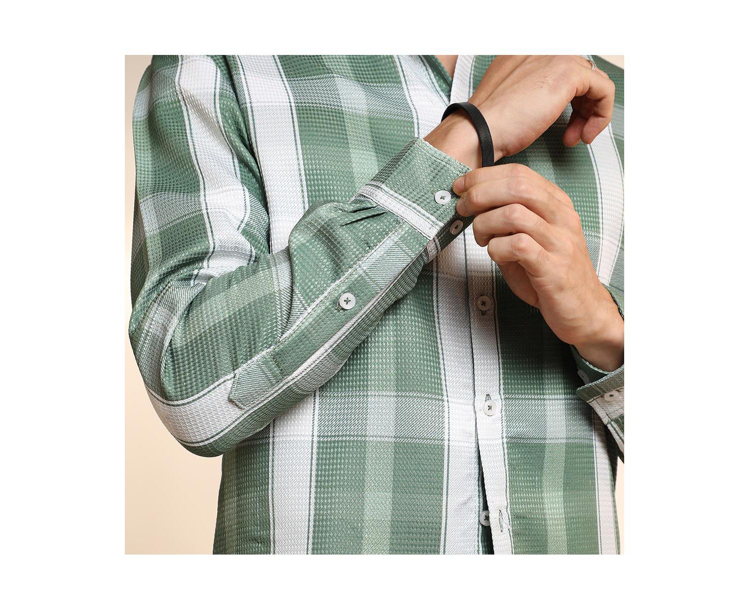 Men's Sage Green Tartan Plaid Shirt