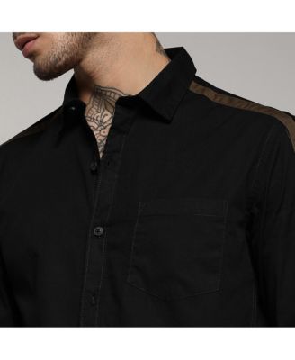 Men's Jet Black Side Striped Shirt