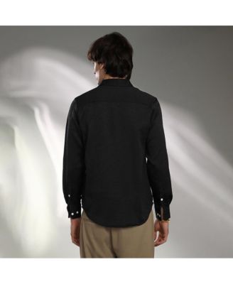 Men's Onyx Black Abstract-Textured Shirt