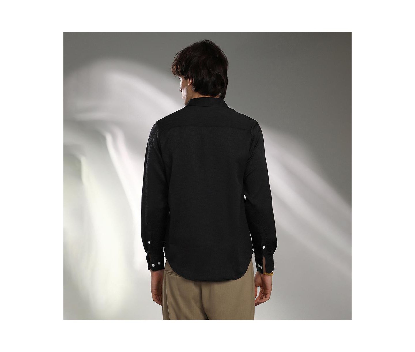 Мужская рубашка Cahoot Campus Sutra Onyx Black Abstract-Textured, цвет: Чёрный — фото 5